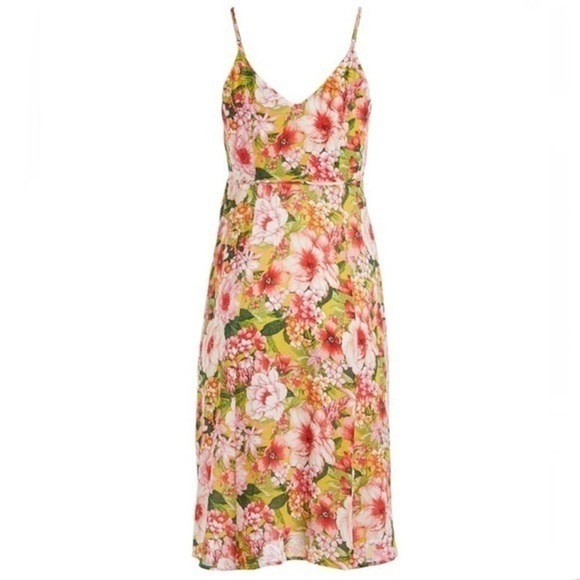 FOREVER 21 Pink Floral Sleeveless Wrap Dress M - Picture 3 of 13
